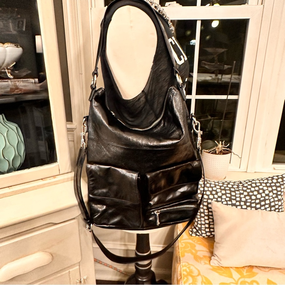 Black leather HOBO crossbody/ shoulder bag